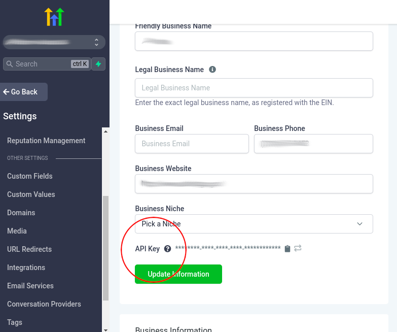 GoHighLevel API Key